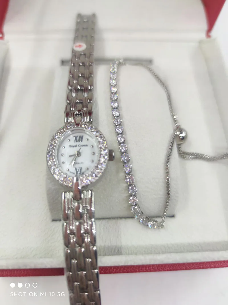 Women's simple and small oval square Rhinestone dial fashion steel band waterproof quartz women's Watch