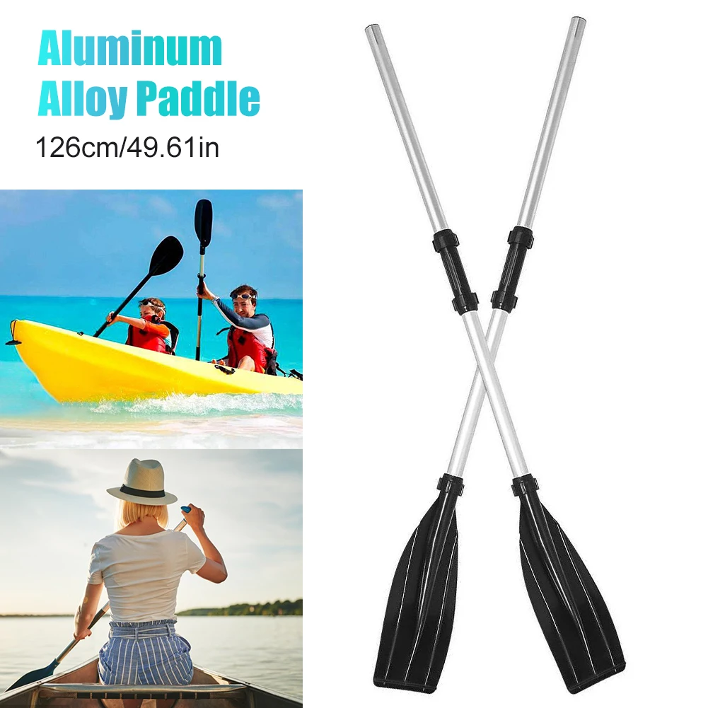 

2Pcs Protable Aluminium Boat Paddles 126cm Detachable Quick Release Surfing Paddle Canoeing Oars Rowing Boating Accessories