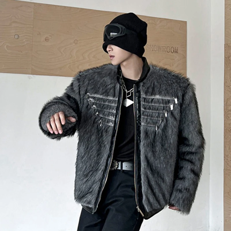 FEWQ мужские куртки нишевая молния дизайн одежда зимняя искусственная кожа