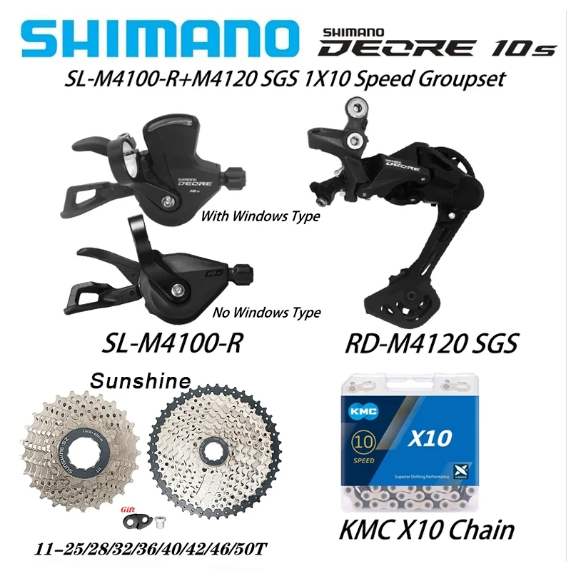 Shimano Deore 10V RD M4120 Derailleurs 1x10 Speed SL-4100 Shifter Lever KMC 10V Chain 36/40/42/46/50T 10S Cassette 10v Groupset