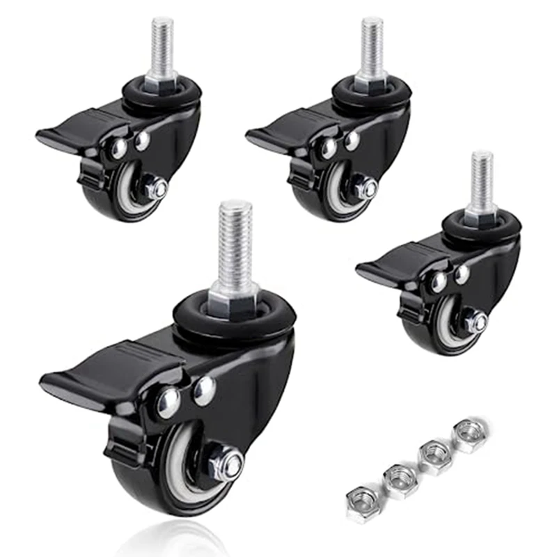 

Duty - Threaded Stem Mount (5/16In) Swivel Casters Caster Wheels Heavy Duty With Brake, For Cart Furniture
