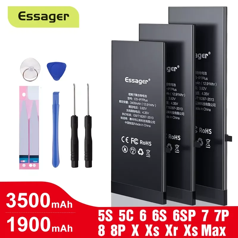 

Essager Original Battery High Capacity Relacement Bateria Rechargeable Mobile Phone Baterie For iPhone X 5s 5c 6 S 6s 7 8 Plus