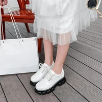 new 2022 spring winter shoes women chunky platform punk gothic oxfords black white