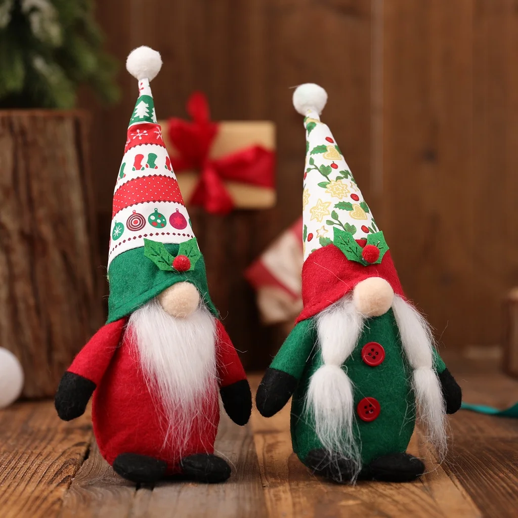 

Christmas Rudolph Doll 2023 Xmas Children's Scene Arrangement Green Leaf Faceless Doll Decoratio Props Easter Plush Ornaments