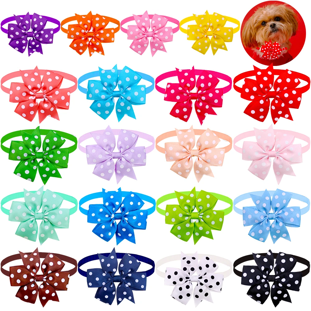 10 Pcs Dog Dot Bow Ties Free Shipping Flower Shape Samll Dog Bowties Pet Dog Cat Daily Bowties Dog Colorful Grooming Accessories