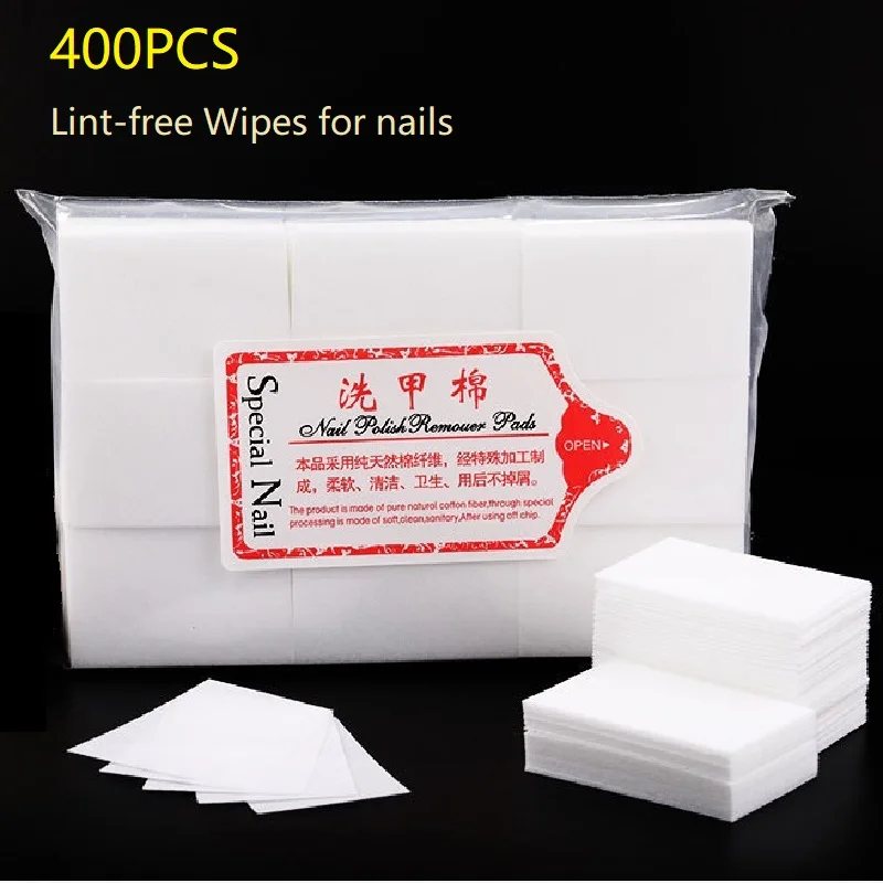 400pcs Lint Free Wipes for nails lint-free Cotton napkins manicure set cleaning tools gel nail polish remover pads no lint