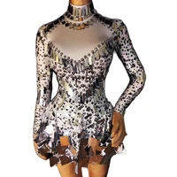 women bright crystal diamond mini dress sequins mirror rhinestone dress nightclub party show stage wear evening prom costume