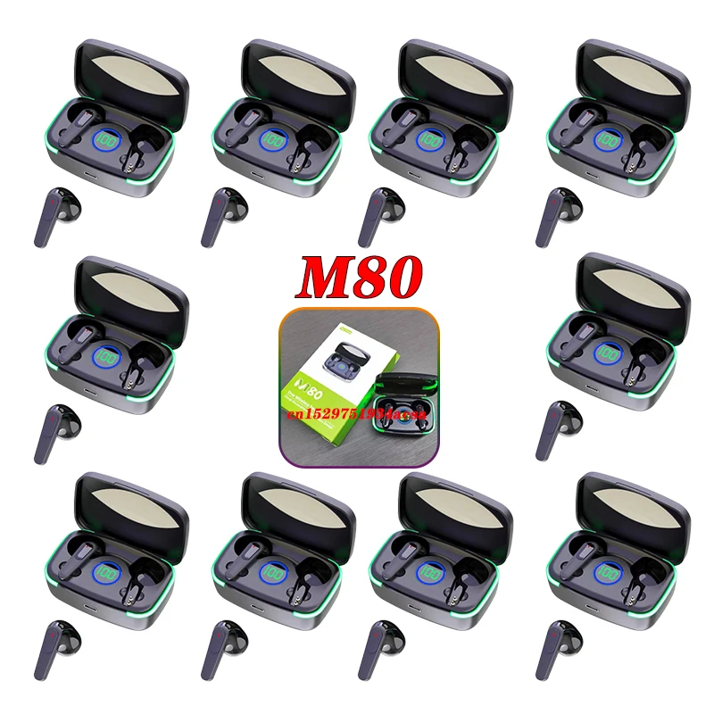 

5/10PCS M80 TWS Bluetooth Earphones Wireless Headset HiFi Headphones Sport Stero Smart Earbuds V5.3 Reduction PK F9-5C M28 M25