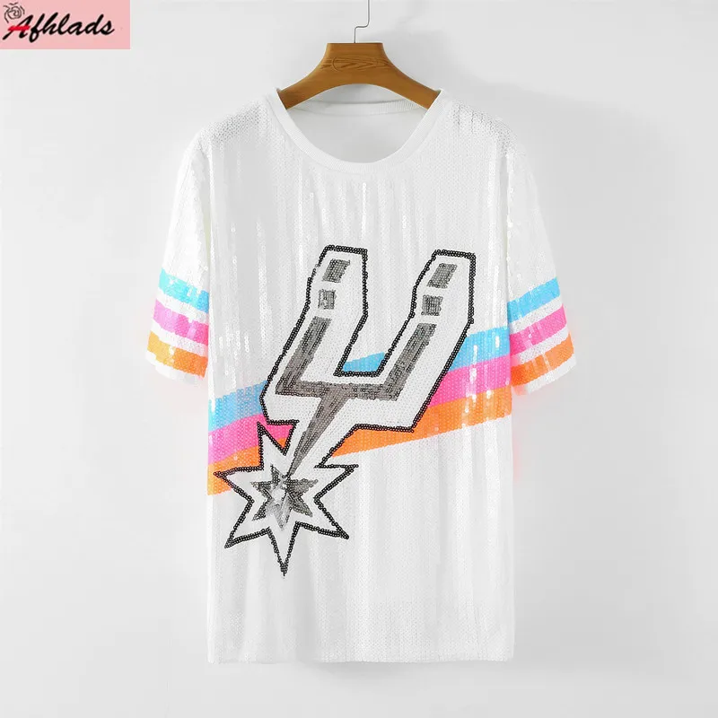 

Футболка женская с коротким рукавом, уличная одежда в полоску, топ прямого покроя с геометрическим принтом, с круглым вырезом, в стиле хип-хоп, для ночного клуба, лето