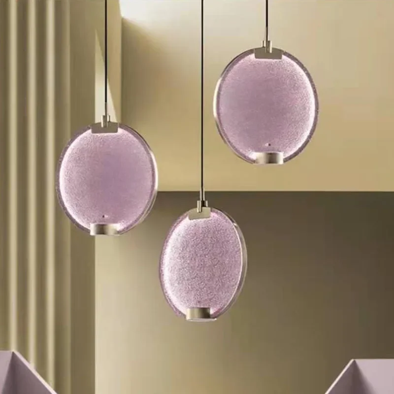 Современный подвесной светильник Horo Led круглый белый розовый свет арт-деко