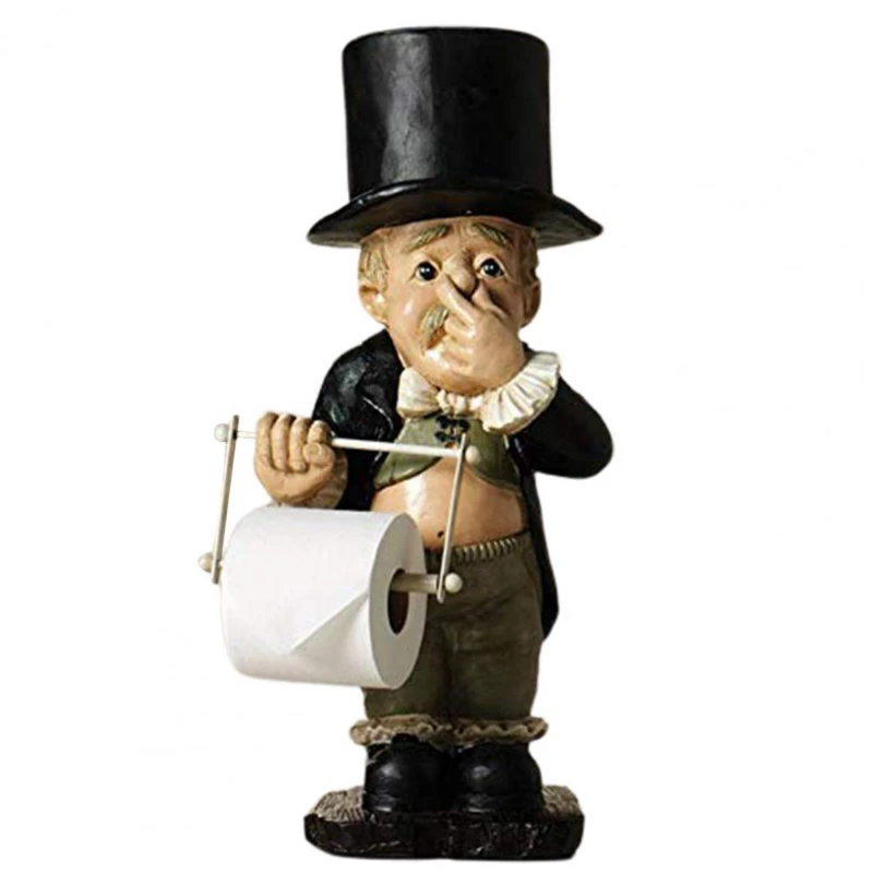

Paper Holder Statue Cute Decorative Resin Butler Shape Tissue Stand Rack Sculpture for Toilet Living Room Decoration Home Decore