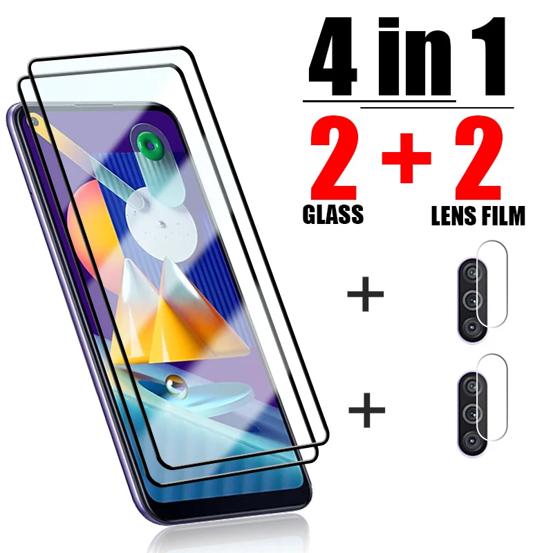 

4in1 Tempered Glass for Samsung Galaxy A53 A13 A12 A71 A21S S22 Plus 5G A51 A70 A23 A50 A32 A31 A22 A72 A33 A52 A52S Lens Glass