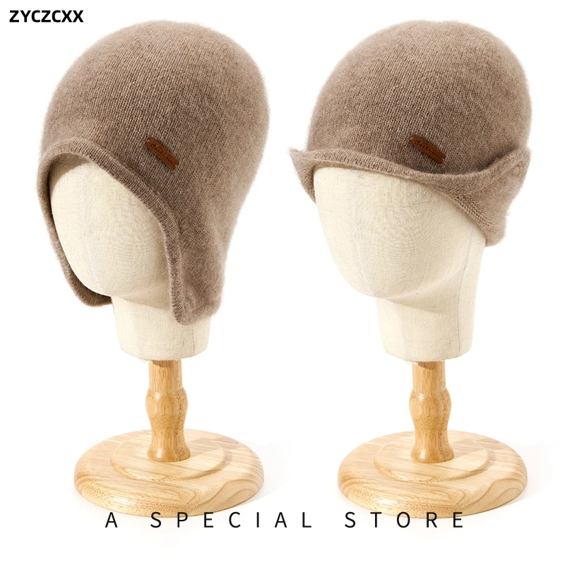 

ZYCZCXX Knitted Cashmere Warm Trapper Hat Winter Women Wool Hats Bomber Hats Casual Adult Caps Ear Flaps Bomber Caps For Women's