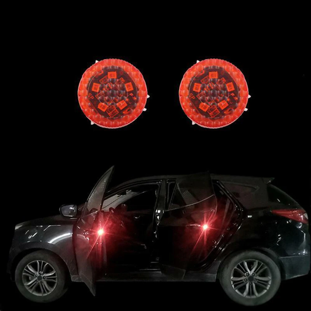 

4pcs Universal Car Door Lights LED Opening Signal Lamp Door Safety Warning Anti-collision Lights Red Strobe Flashing Alarm Light