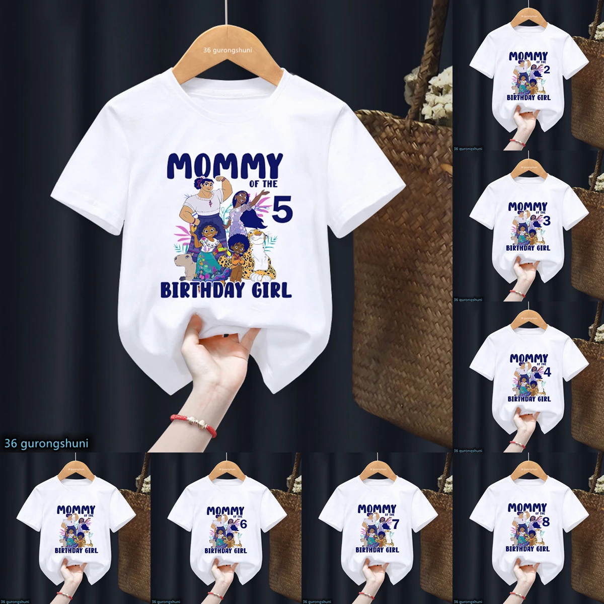 

New Kawaii Mirabel Encanto T Shirt Happy Birthday 2-10th T-Shirt Harajuku Kids Gift Little Girl Tshirt Short Sleeve T-Shirts Top