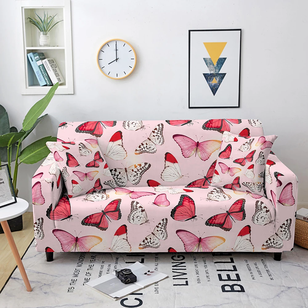

Эластичный чехол для дивана в гостиную, эластичный чехол для дивана с принтом бабочки, угловые секционные Чехлы для дивана, 1/2/3/4-местный дом...