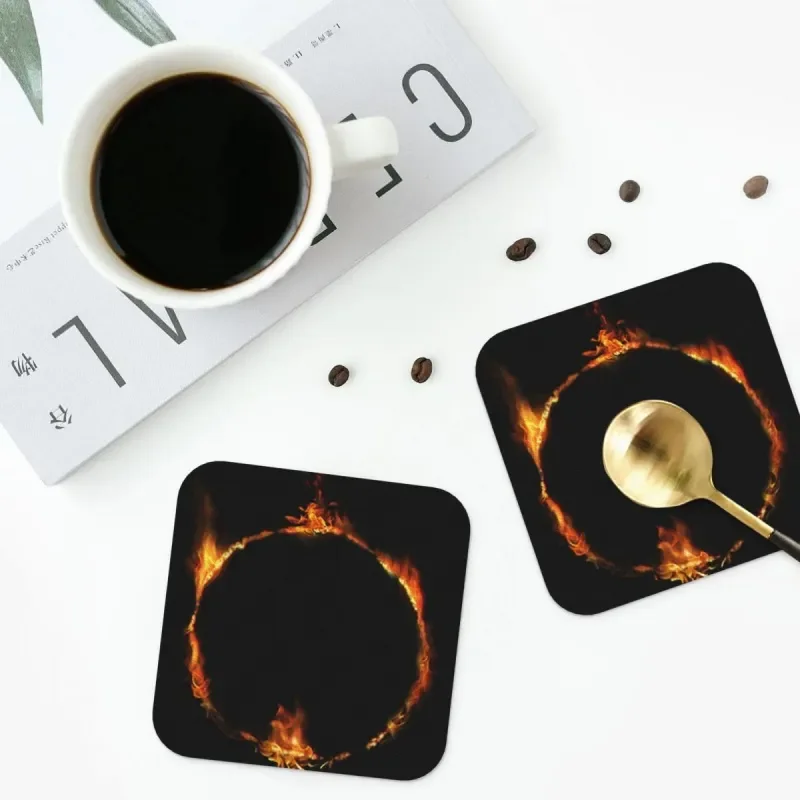 

Dark Sign Coasters Kitchen Placemats Waterproof Insulation Cup Coffee Mats For Decor Home Tableware Pads Set of 4