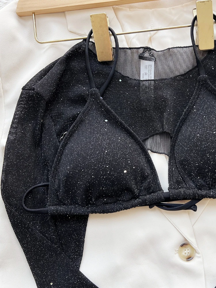 Купальник Vigorashely однотонный 3 шт./компл. женский сексуальный купальник с высоким