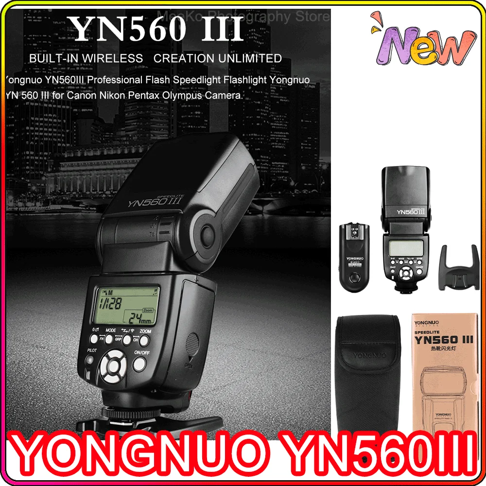 

YONGNUO YN560III YN560 III YN 560 Wireless Speedlite Flash Flashlight For Canon Nikon Olympus Pentax Fuji SLR DSLR Camera New