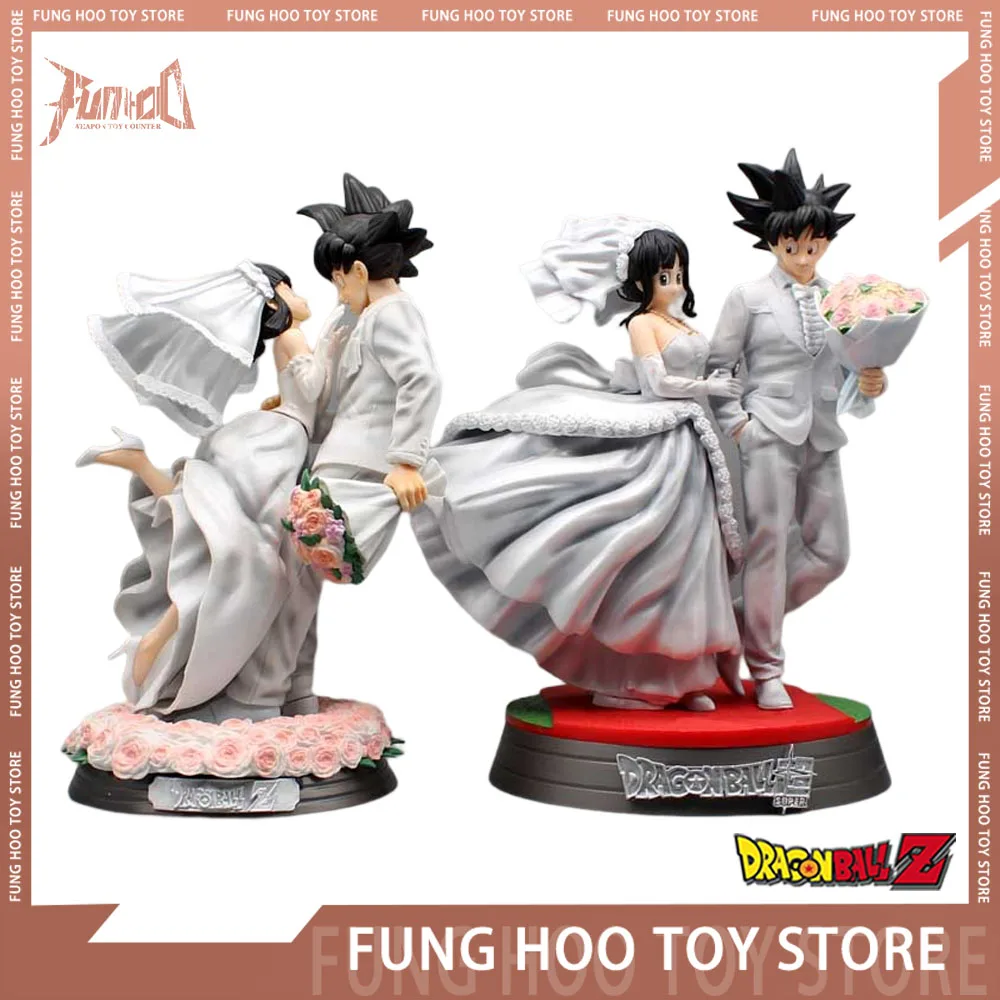 

33cm Dragon Ball Super Anime Figure Son Goku Chichi Figures White Wedding Dress Figurine Doll Desktop Decora Model Toy Gift Gk