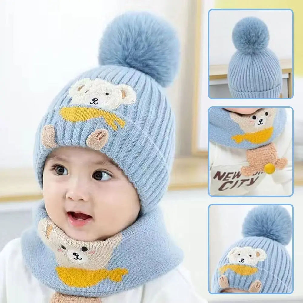 

Зимний теплый хлопковый пуловер, шапка, теплые детские шапки, облегающий головной убор, бархатный шарф, защита ушей