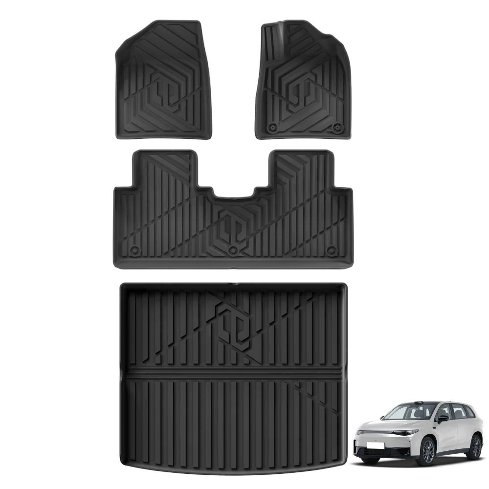Фото LUCKEASY RHD для Leapmotor C10 2024 2025 автомобильные коврики на багажник TPE 3D подставка для ног всепогодный правый руль черный №1