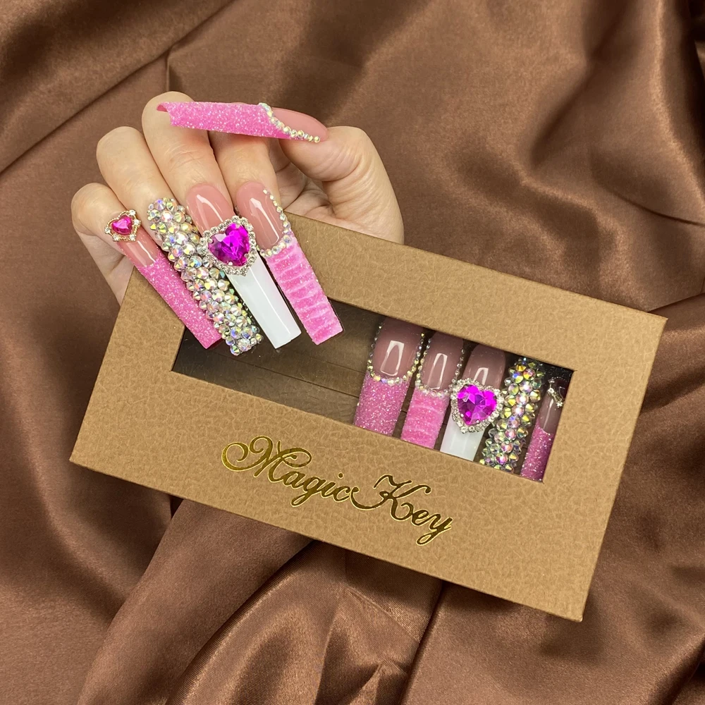 MagicKey Роскошные сверкающие акриловые ногти ручной работы нажмите на 100% y2k