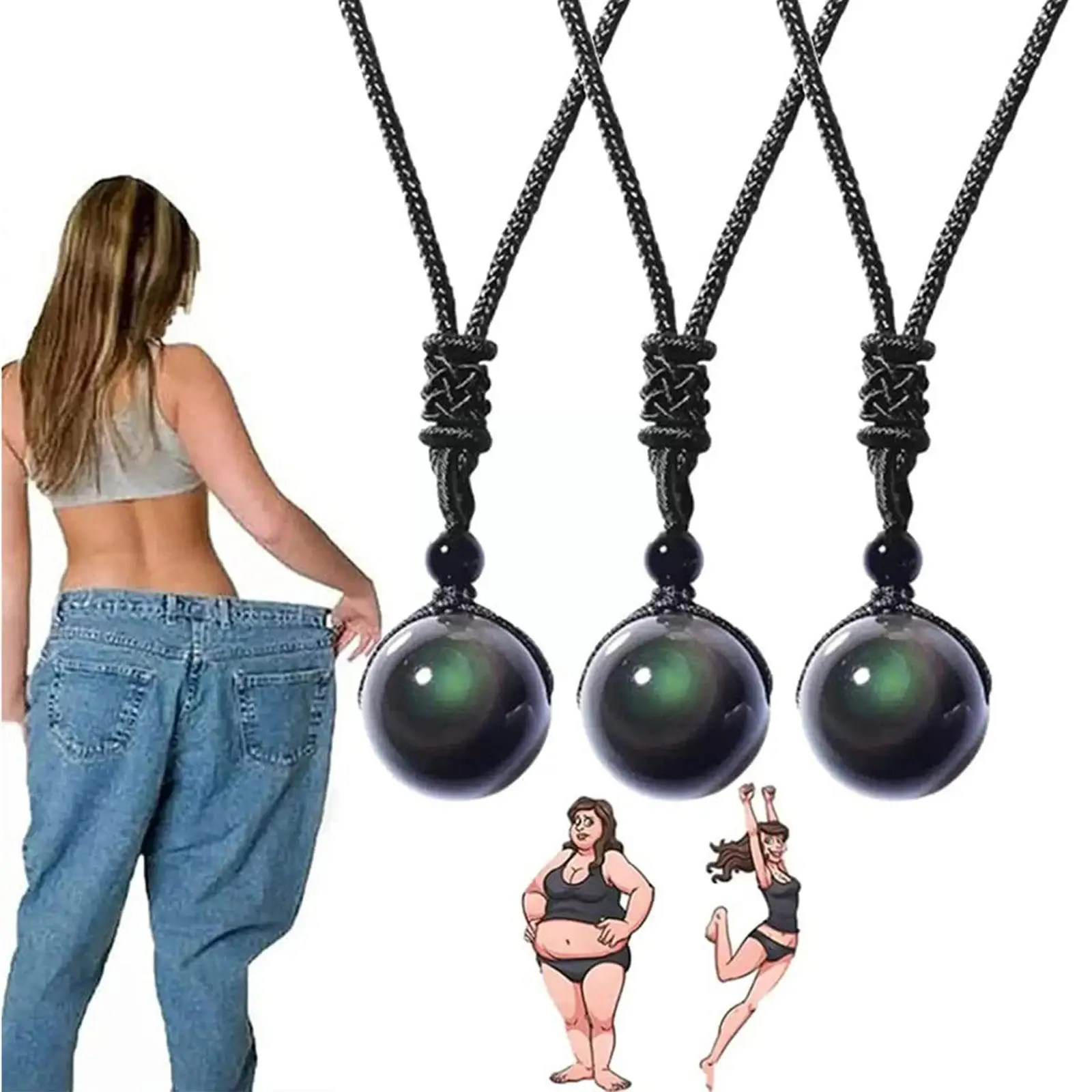 

Natural Rainbow Eye Obsidian Necklace Polished Obsidian Chain Rope Pendant Necklace Thermotherapy Detox Ball Necklace Unise N0i8