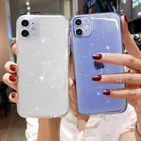 candy color glitter transparent phone case for iphone 13 11 12 pro 12 mini x xr xs max se 2020 7 8 plus 6 6s soft silicone cover