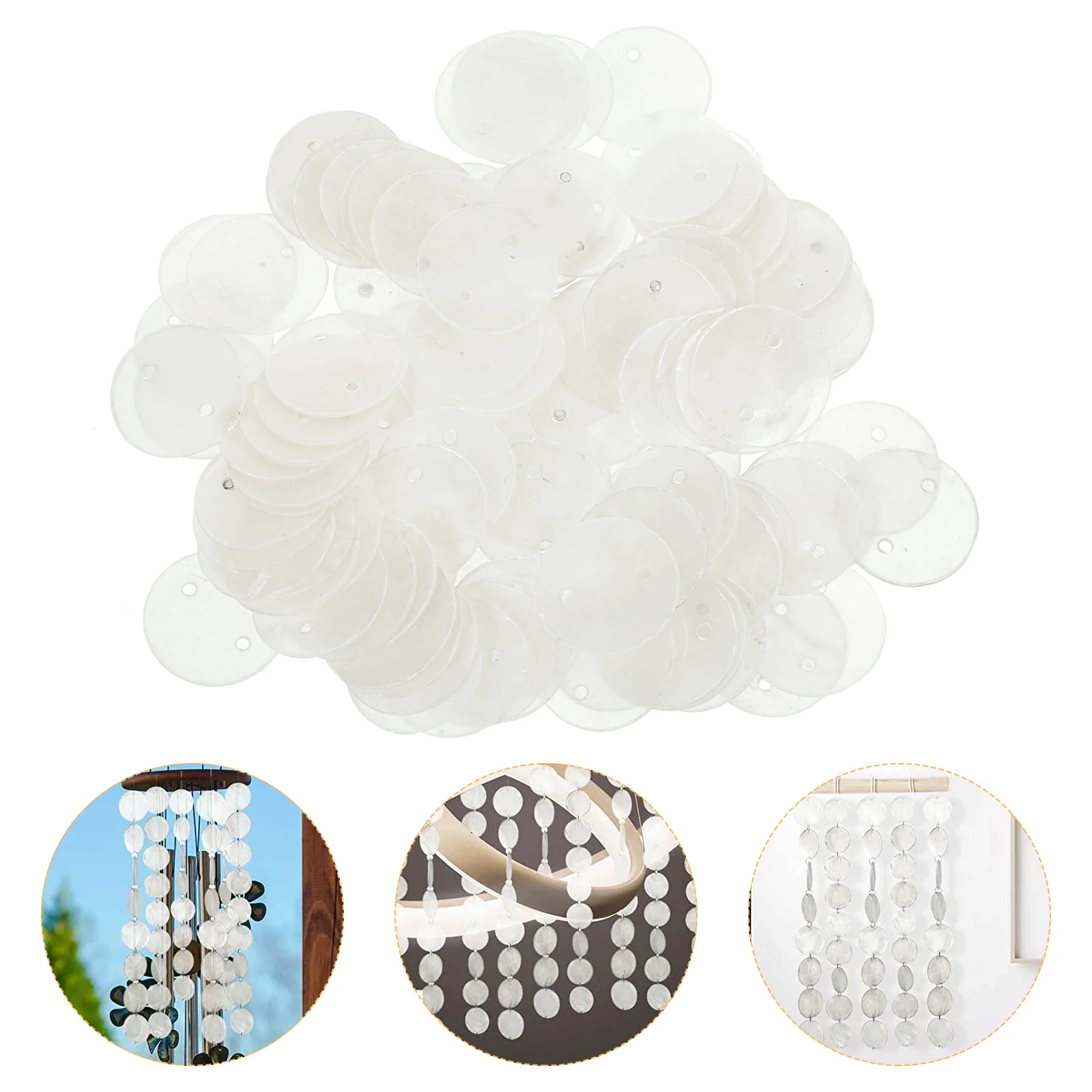 

100 Pcs The Bachelorette Party Blank Tiny Pendants Wedding Holiday Flat Round Shells Beads Handmade Wind Chime DIY Slice