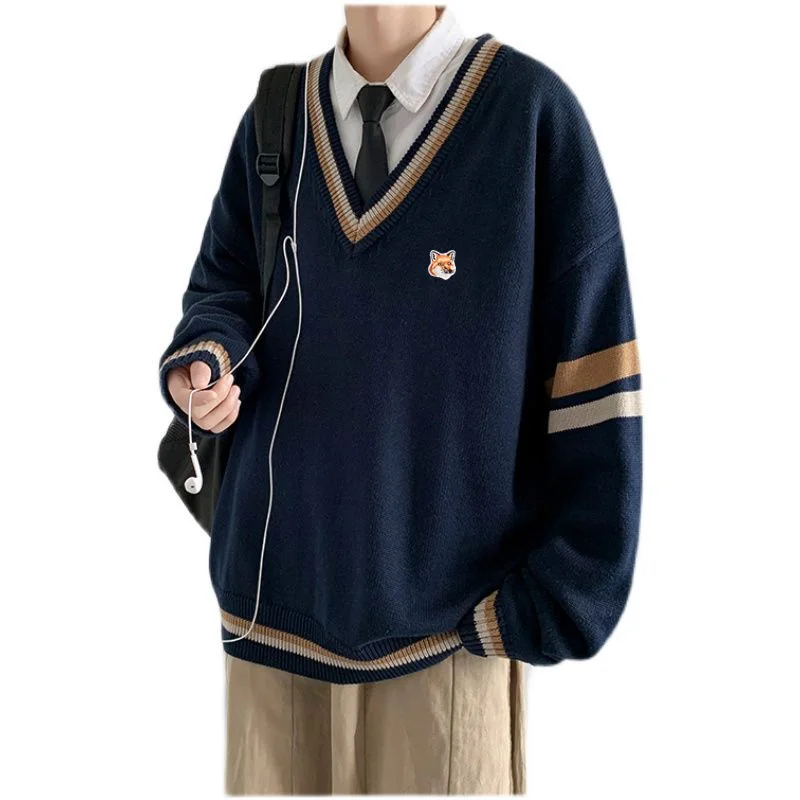 

Fashion Harajuku Style Embroidery Logo Men's Knitted Sweater Streetwear