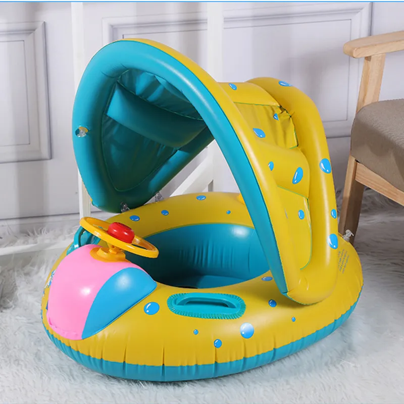 

1-6Y Sunshade Baby Floating Ring Infant Inflatable Swimming Pool Float Kids Accessories Baby and Mother Swim Trainer Toy Kids