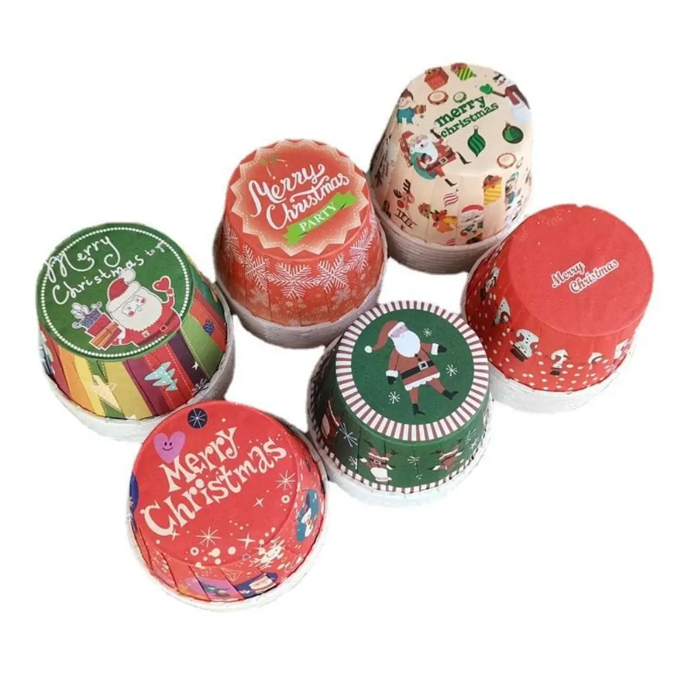 

Xmas Ornaments Gifts For Home DIY High Temperature Paper Holder Christmas Rolled Snowman Santa Claus Cake Muffin Cup