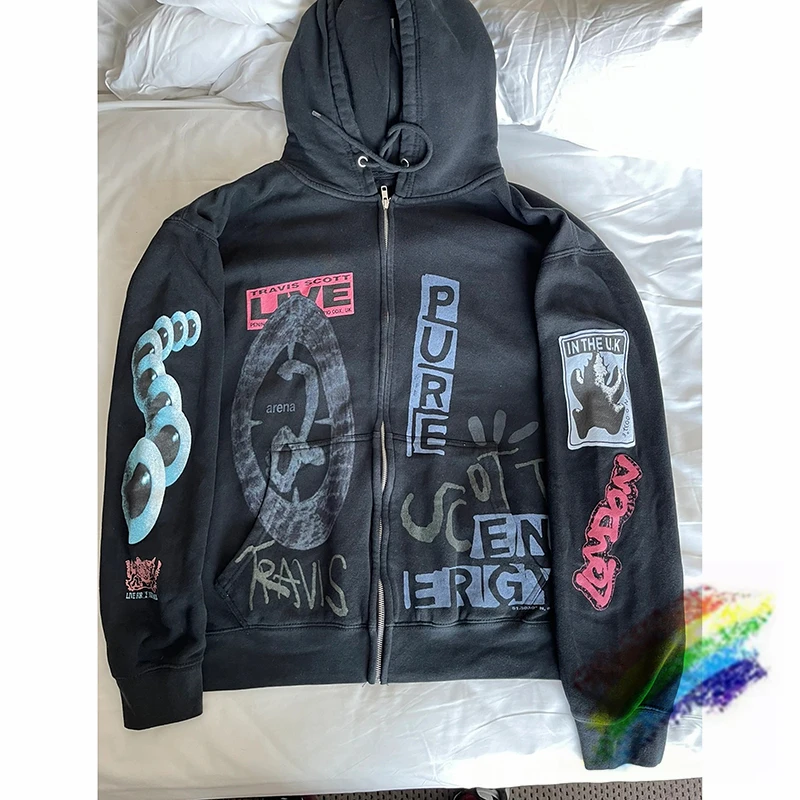 

Cardigan Travis Scott O2 Pure Zip Up Hoodie Cactus Jack Hoodie Women Men Black Jackboys Pullover Hooded