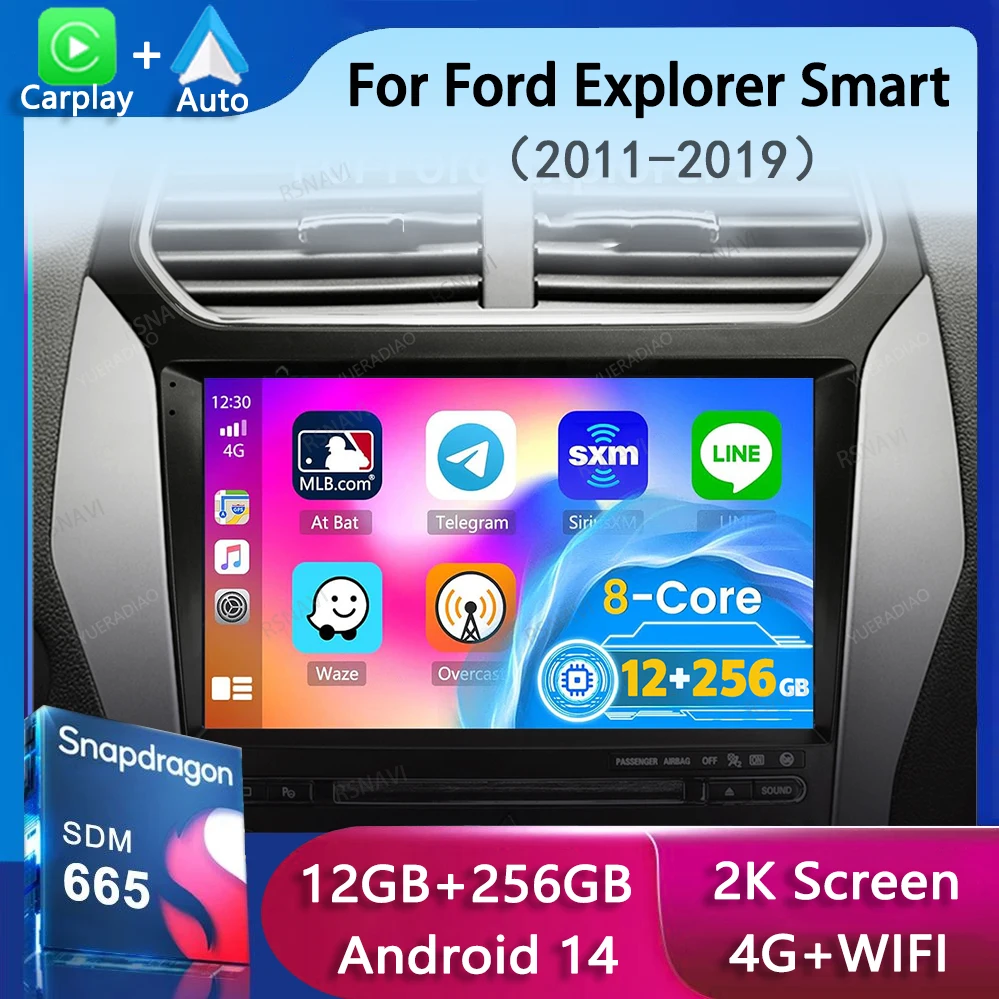 Автомобильное радио Carplay Android 14 для Ford Explorer Smart 2011-2019 авторадио мультимедийный