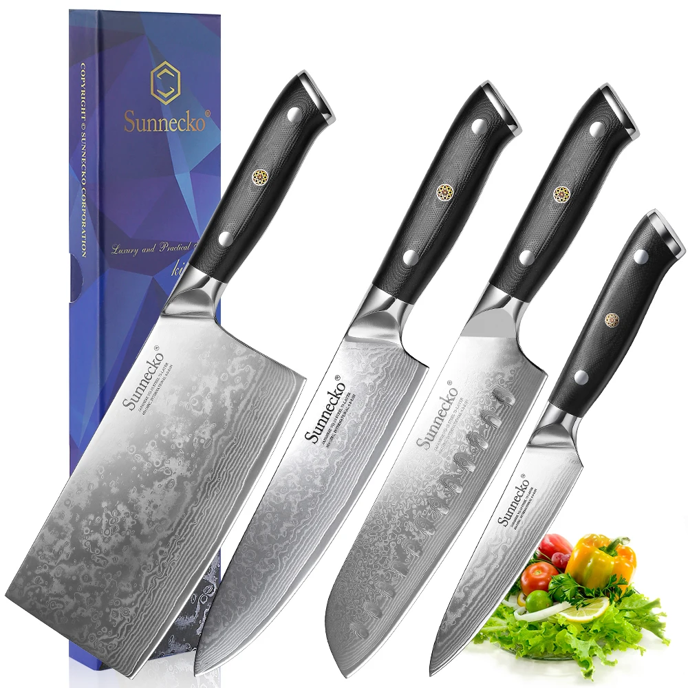 

Classic 1-4PCS/Set Chef's Knives 73 Layers High Carbon Damascus Steel Kitchen Knife Sharp Vegetable Meat Slicing Cutter Tools