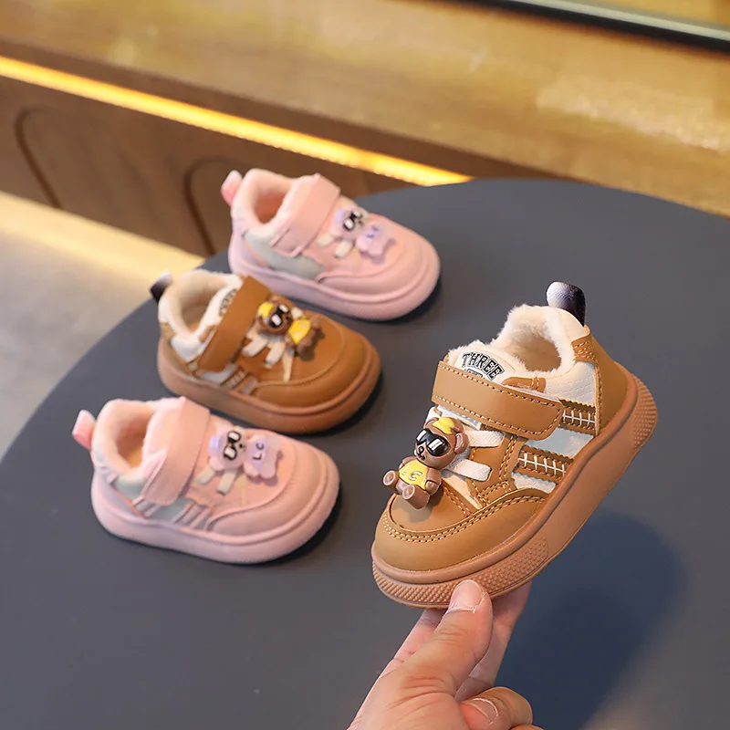 

Детские зимние кроссовки из хлопка и плюша, утепленные Нескользящие кроссовки, теплая спортивная обувь для мальчиков и девочек, мягкие удобные кроссовки, 2023