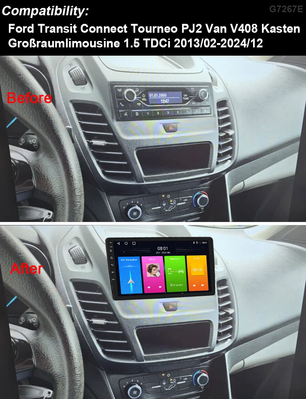 Автомобильный радиоприемник 9 дюймов на Android с carplay GPS-навигацией для Ford Transit Connect