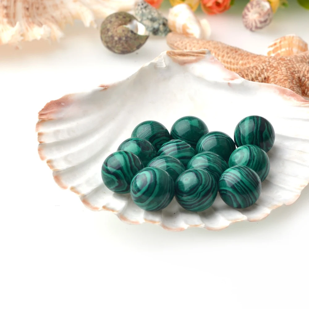 

6PCS 10MM Malachite Round Stone Beads for DIY Making Jewelry NO-Drilled Hole Reiki Healing Energy Stone Crystal Sphere Balls