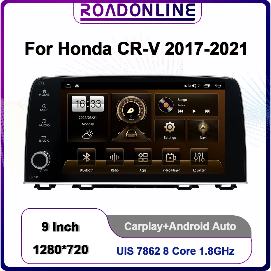 

9" Android10 Car Audio Radio Stereo Multimidia Player Head Unit For Honda CRV CR-V 2017-2021 8+256 Wireless CarPlay Android Auto