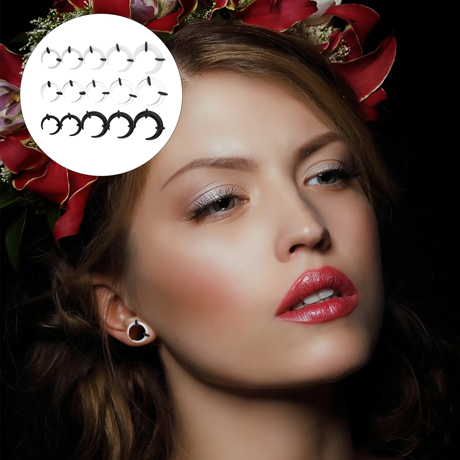 15 шт. ювелирные изделия для прокладки тела прозрачное расширение ушей кольцо в