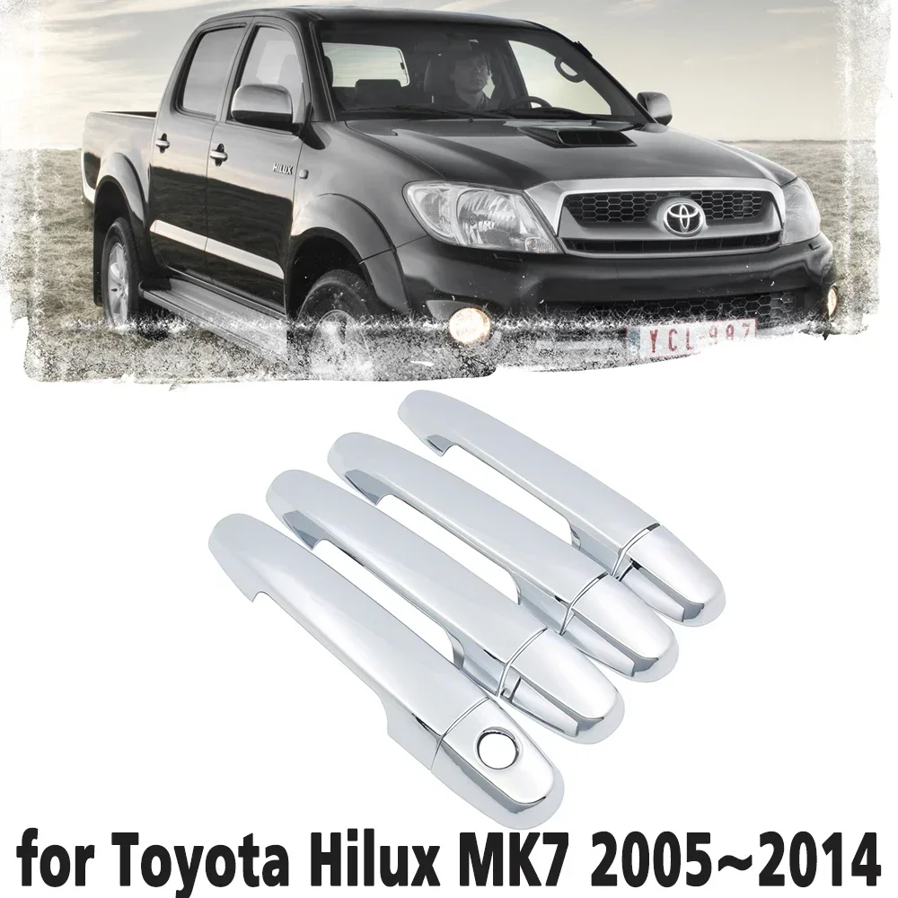 Luxury chrome door handle cover trim protection for Toyota Hilux MK7 2005~2014 Car accessory sticker 2006 2007 2008 2009