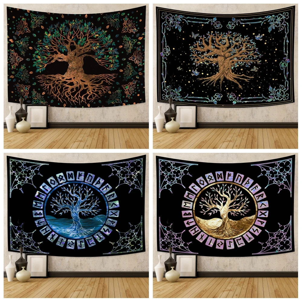 

Trippy Psychedelic Tree of Life Tapestry Wall Hanging Kawaii Room Decor Aesthetic Large Mandala Witchcraft Boho Tapestries