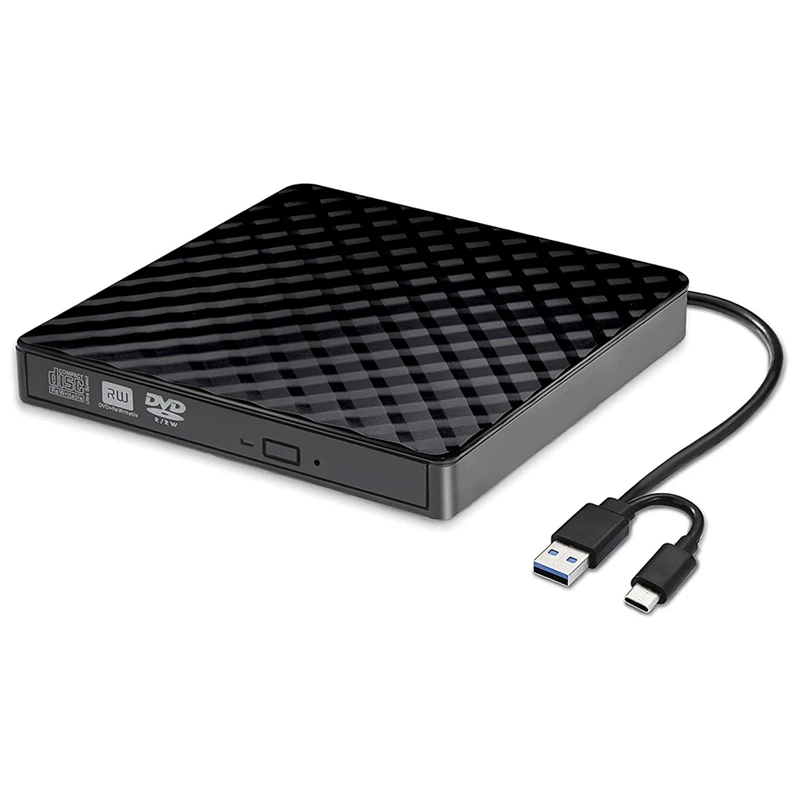 

External CD DVD Drive/Burner Portable DVD CD ROM Rewriter Writer Duplicator for Laptop, Desktop, Mac, , Windows