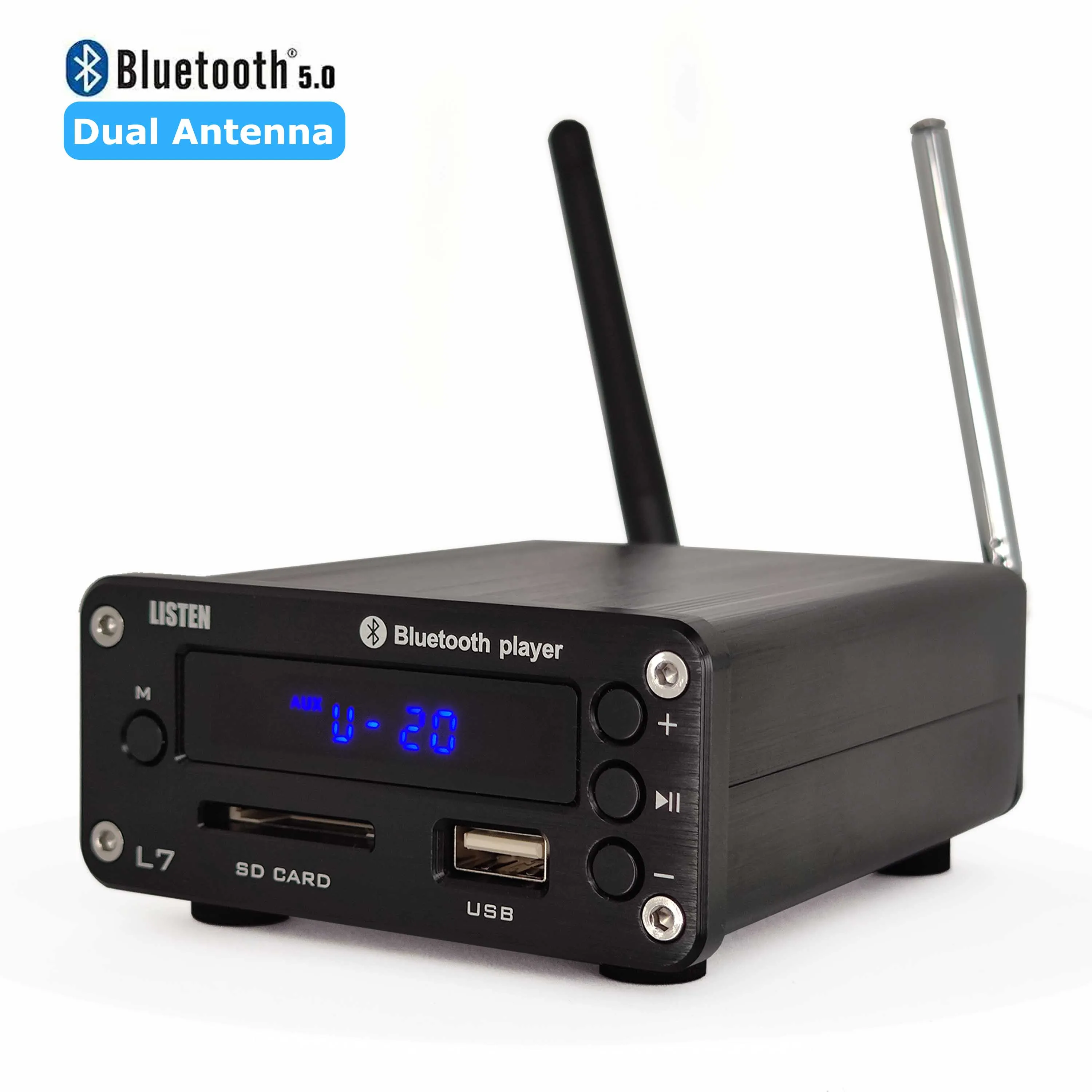 L7 HiFi Bluetooth 5.0 Receiver DAC Stereo Audio Preamp USB Music Player FM Radio Headphone Amp Supports U-Disk SD Hard Disk - купить по