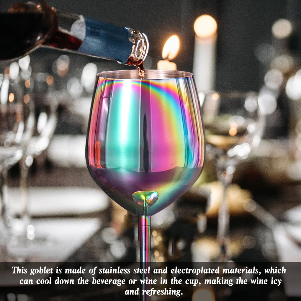 

500ML Red Wine Glass Goblet Stainless Steel Unbreakable Large Capacity Anti-fall Drum-shaped Cup Copper Plating