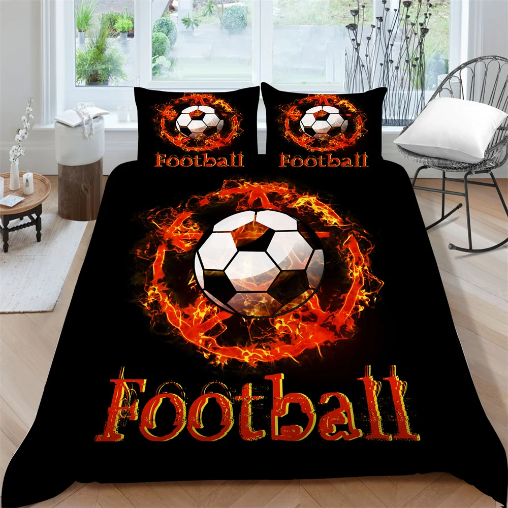 

3D Quilt Cover Football Microfiber Quilt Bed Sets Fashion Duvet Covers Teens Kid Home Textiles King Size Bedding Set