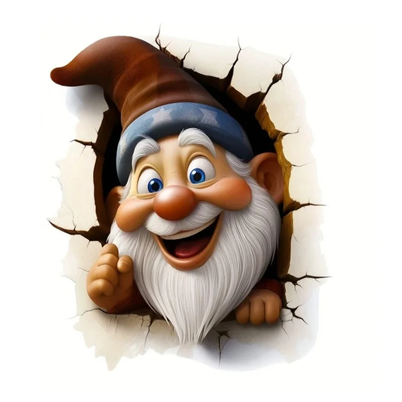 

3D наклейка "Мультяшный гном в стене", ПВХ