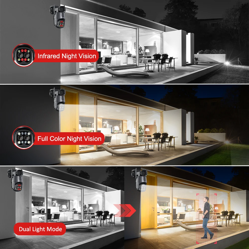 Ip-камера Wifi/4G sim-карта PTZ HD 4MP 8MP двойная линза 2 8 мм-8 мм Наружная AI человеческое