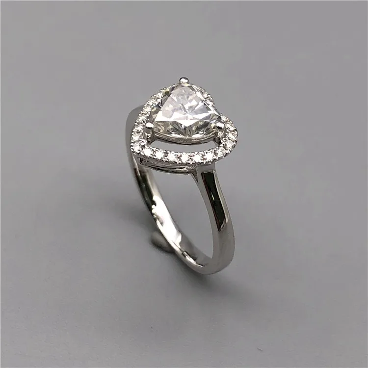 Custom Real Solid 10K White Gold Ring Women Wedding Anniversary Engagement Party Heart Moissanite Diamond 1 2 3 4 5 Ct |